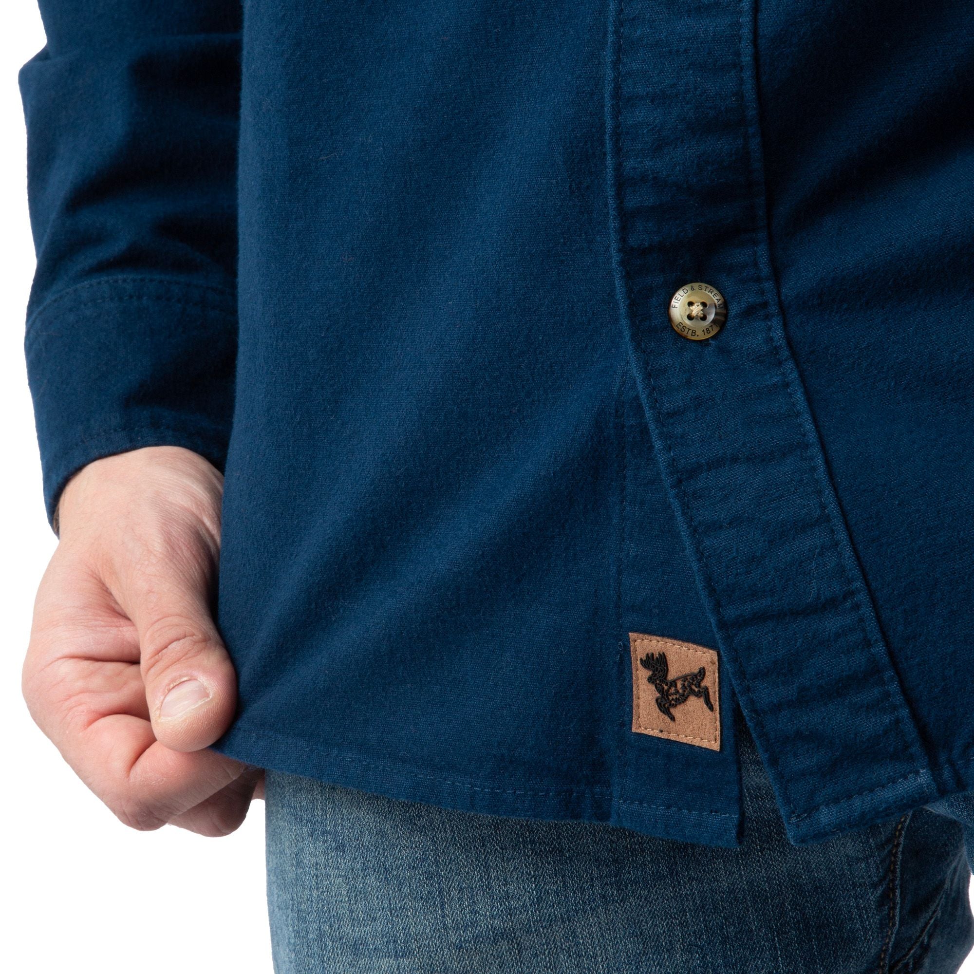Navy - Men's Cattail Chamois Shirt - Close