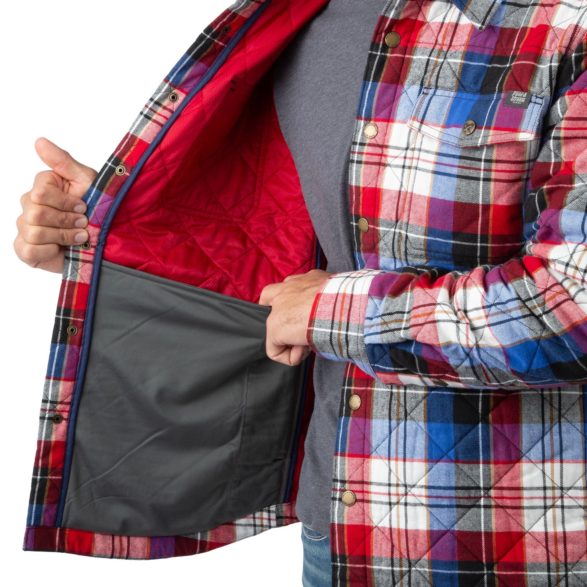 Patriot Plaid - Men's Tinkhamtown Quilted Shirt Jacket - Inside 1
