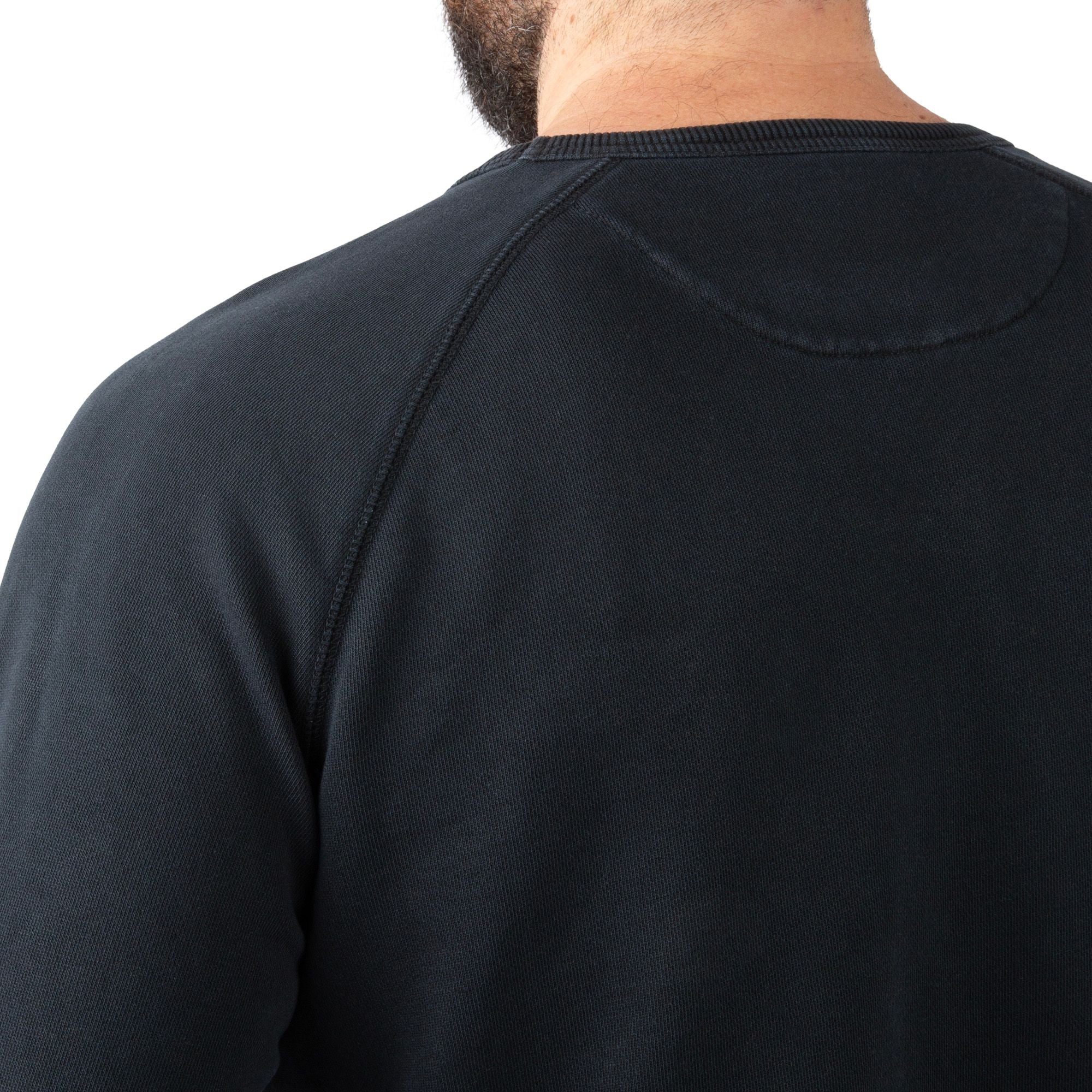 Black - Men's Holloa French Terry Crew - Shoulder