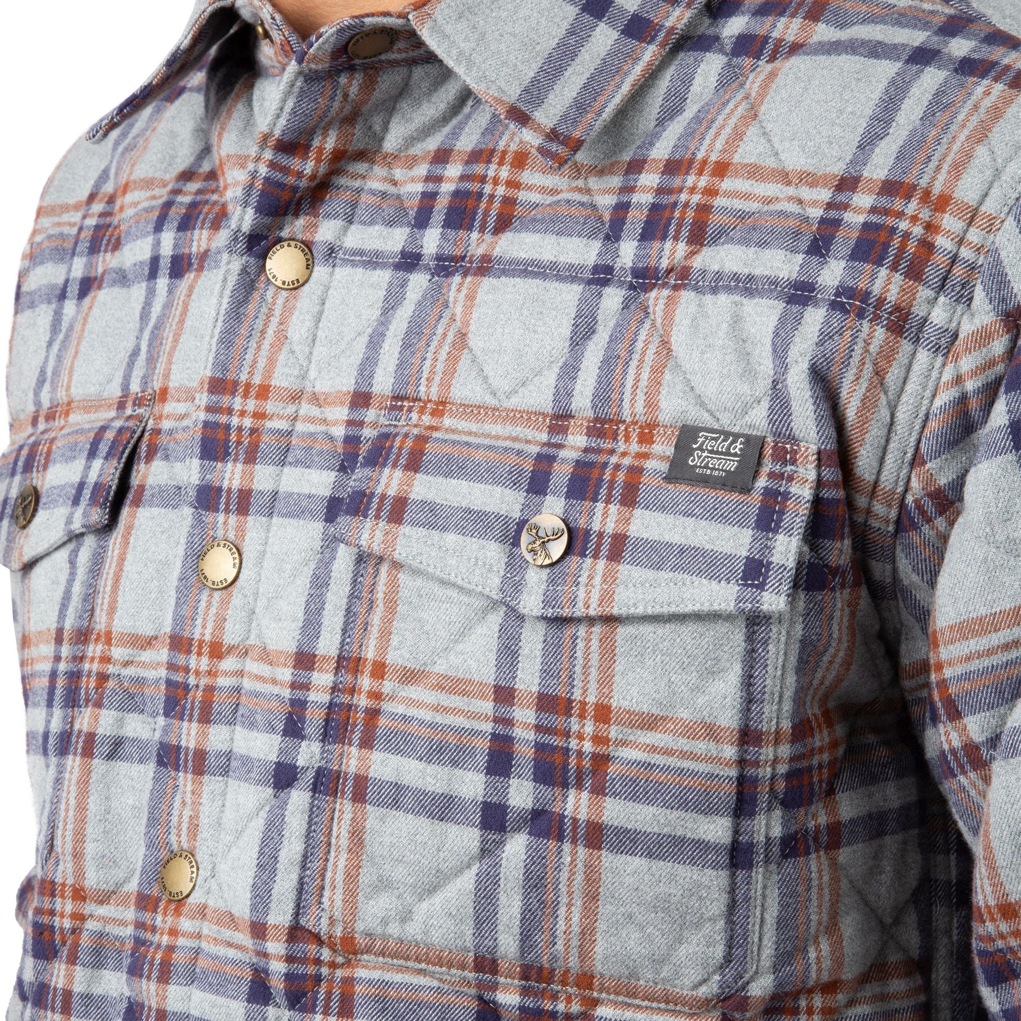 Grey Duck Plaid - Men's Tinkhamtown Quilted Shirt Jacket - Pocket