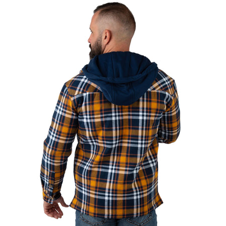 Harvest Plaid - Men's Decoy Hooded Flannel Shirt Jacket - Back