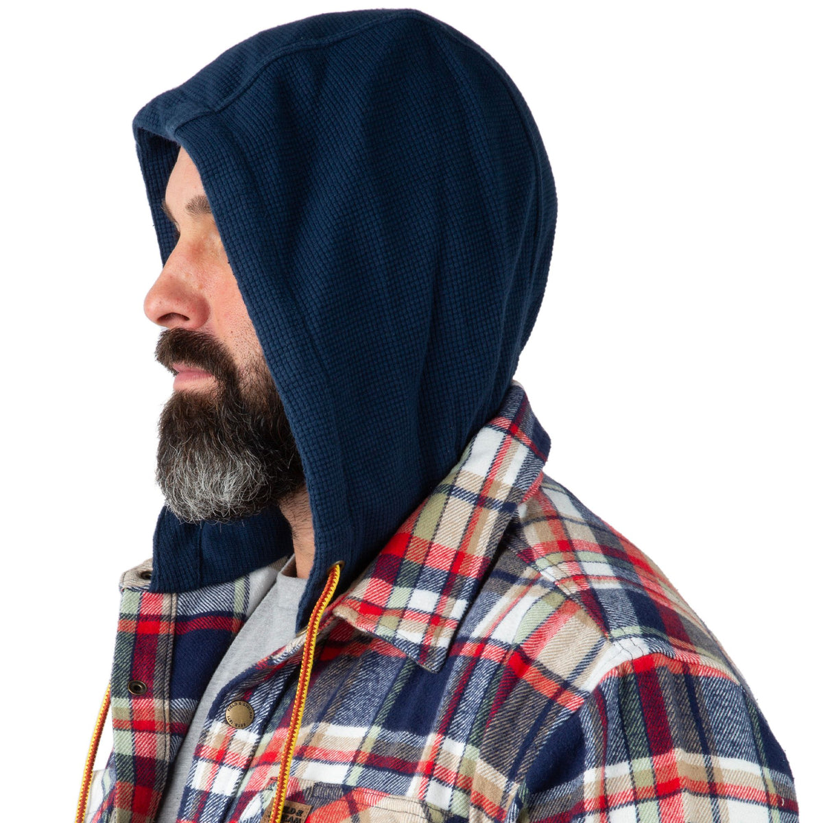 Universal Plaid - Men's Widgeon Waffle Hooded Flannel Shirt Jacket - Hood