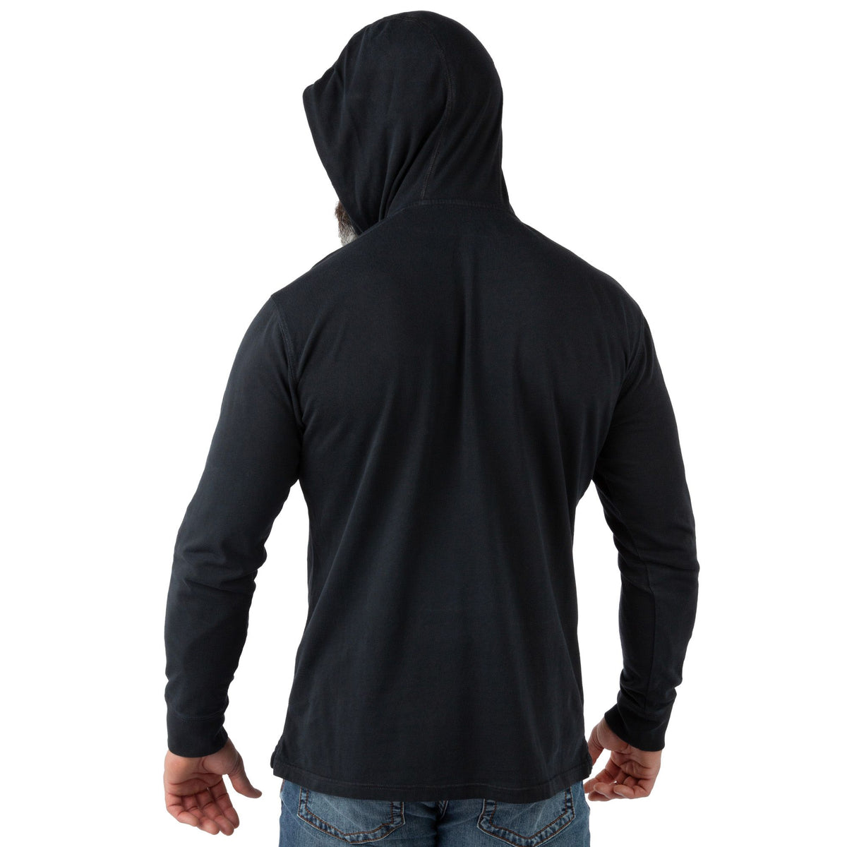 Black - Men's Flush Out Long Sleeve Hoodie - Back