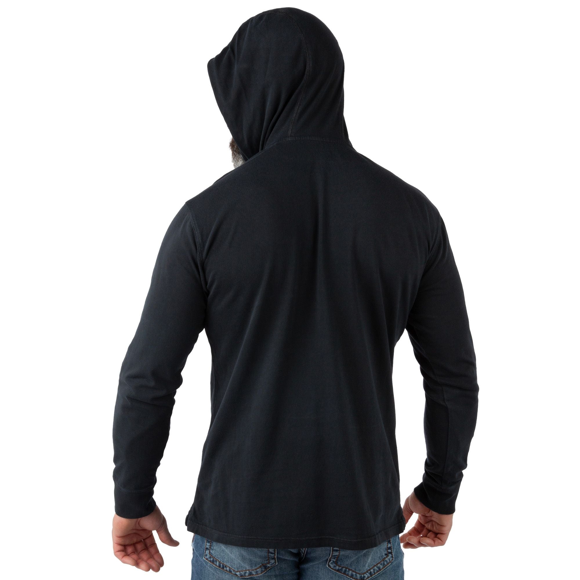 Black - Men's Flush Out Long Sleeve Hoodie - Back