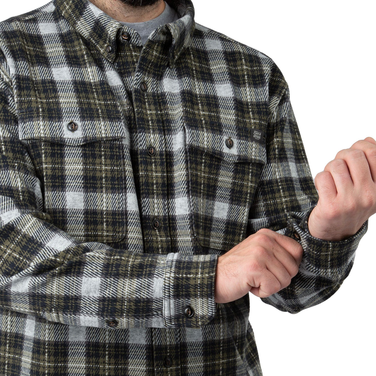 Mash Plaid - Field & Stream Men's Bushveldt Plaid Knit Shirt - Sleeves