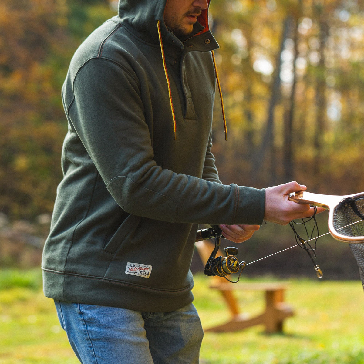 Army - Men's Shoveler Ring Neck 1/4 Zip Hoodie - Lifestyle2