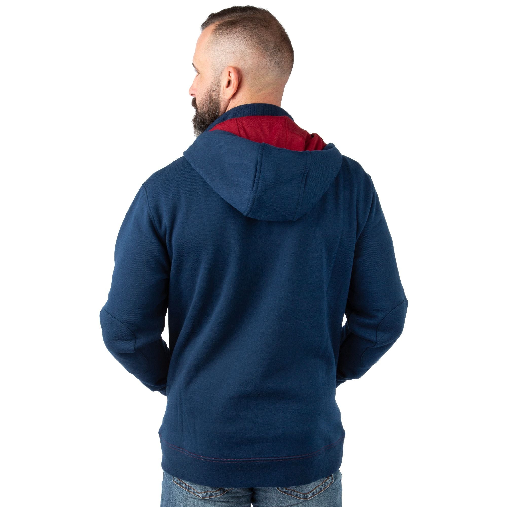 Navy - Men's Shoveler Ring Neck 1/4 Zip Hoodie  - Back