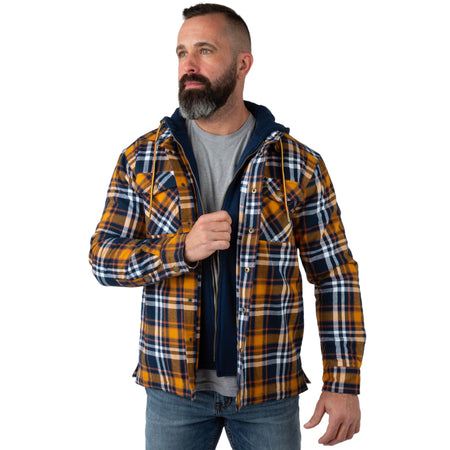 Harvest Plaid - Men's Decoy Hooded Flannel Shirt Jacket