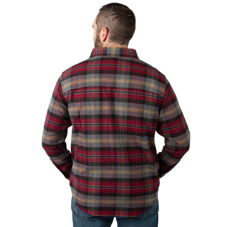 Cranberry Plaid - Men's Bismuth Acrylic Plaid Flannel Shirt - Back
