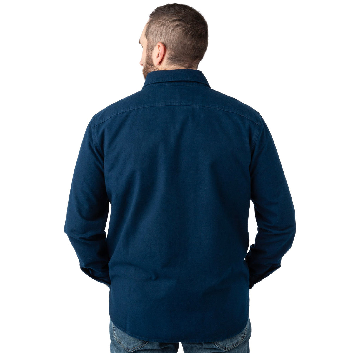 Navy - Men's Cattail Chamois Shirt - Back