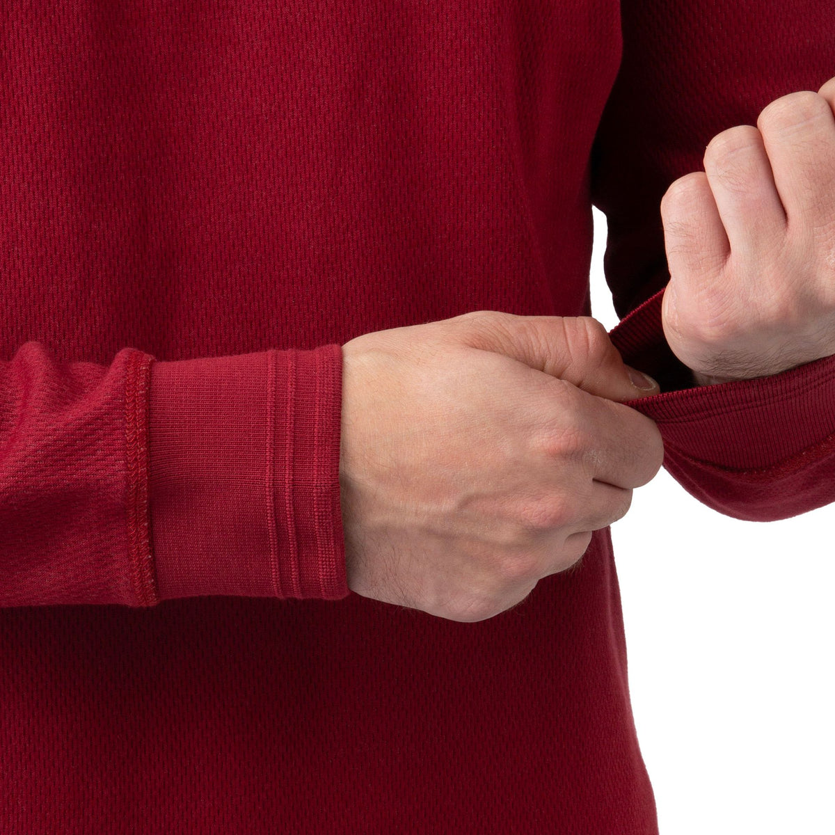 Cranberry - Men's Double Reed Thermal Henley - Sleeve