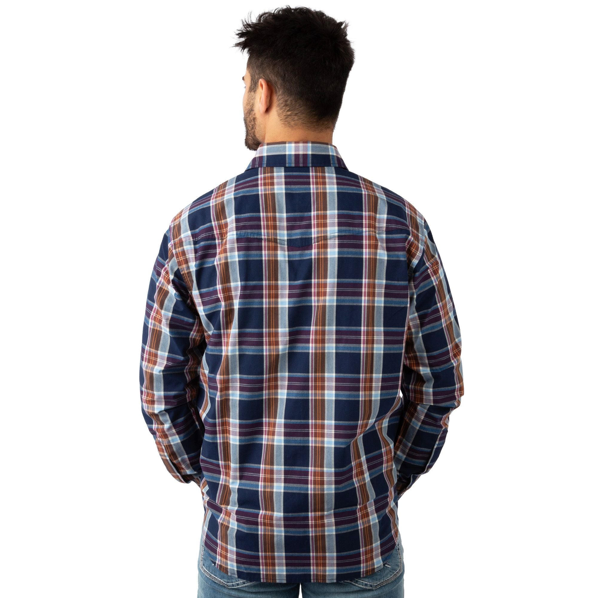Sanford Plaid - Men's Covey Back Long Sleeve Casual Shirt - Back