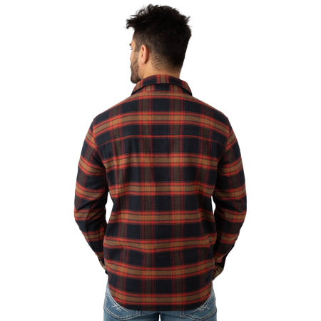 October Plaid - Men's Bismuth Acrylic Plaid Flannel Shirt - Back
