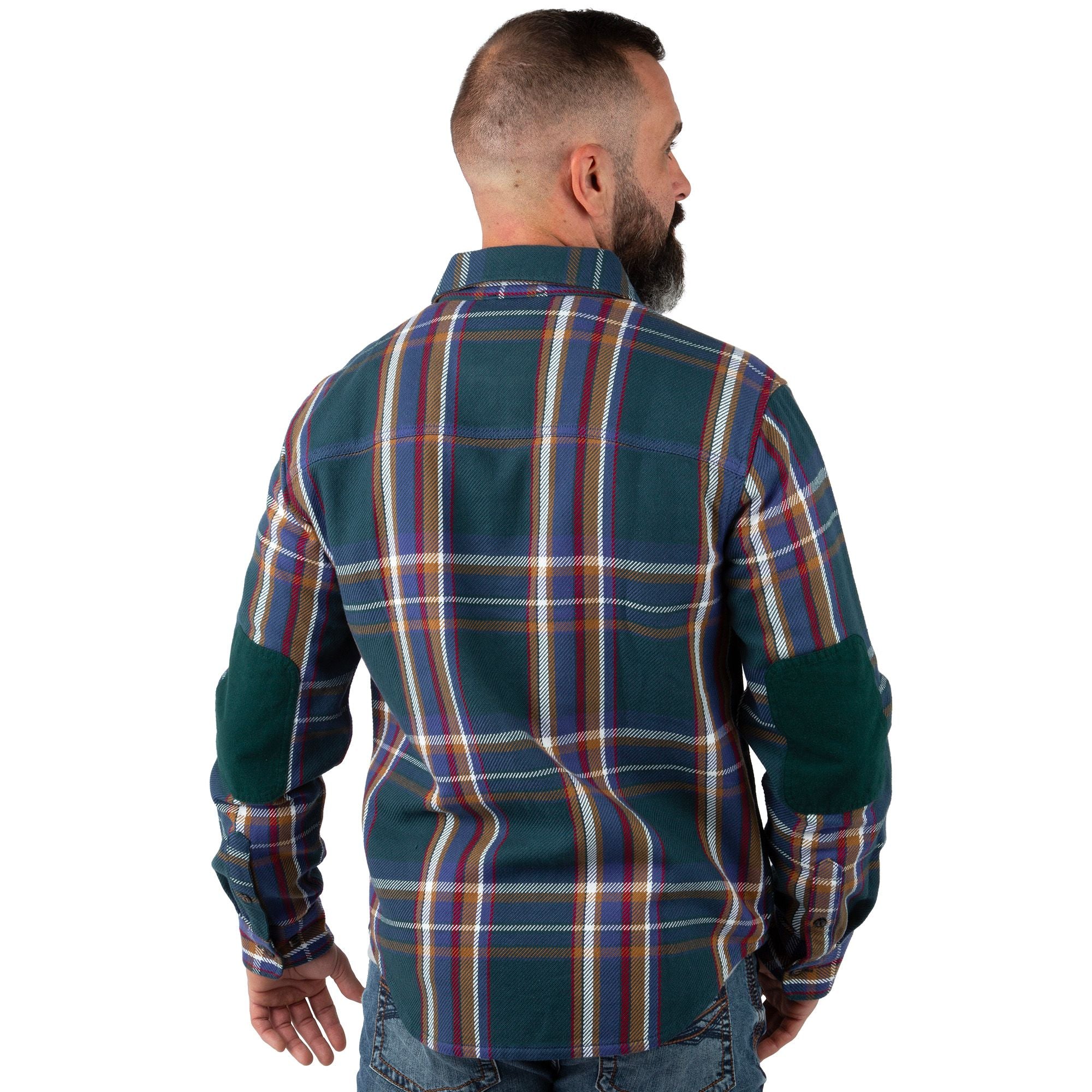 Northern Pine Plaid - Men's Hardwood Heavyweight Flannel Shirt - Back