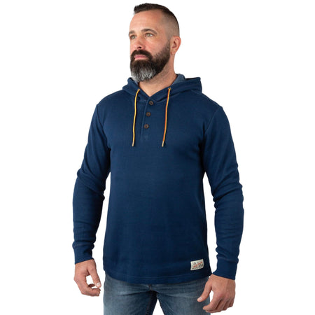 Navy Blue - Men's Double Reed Thermal Hoodie