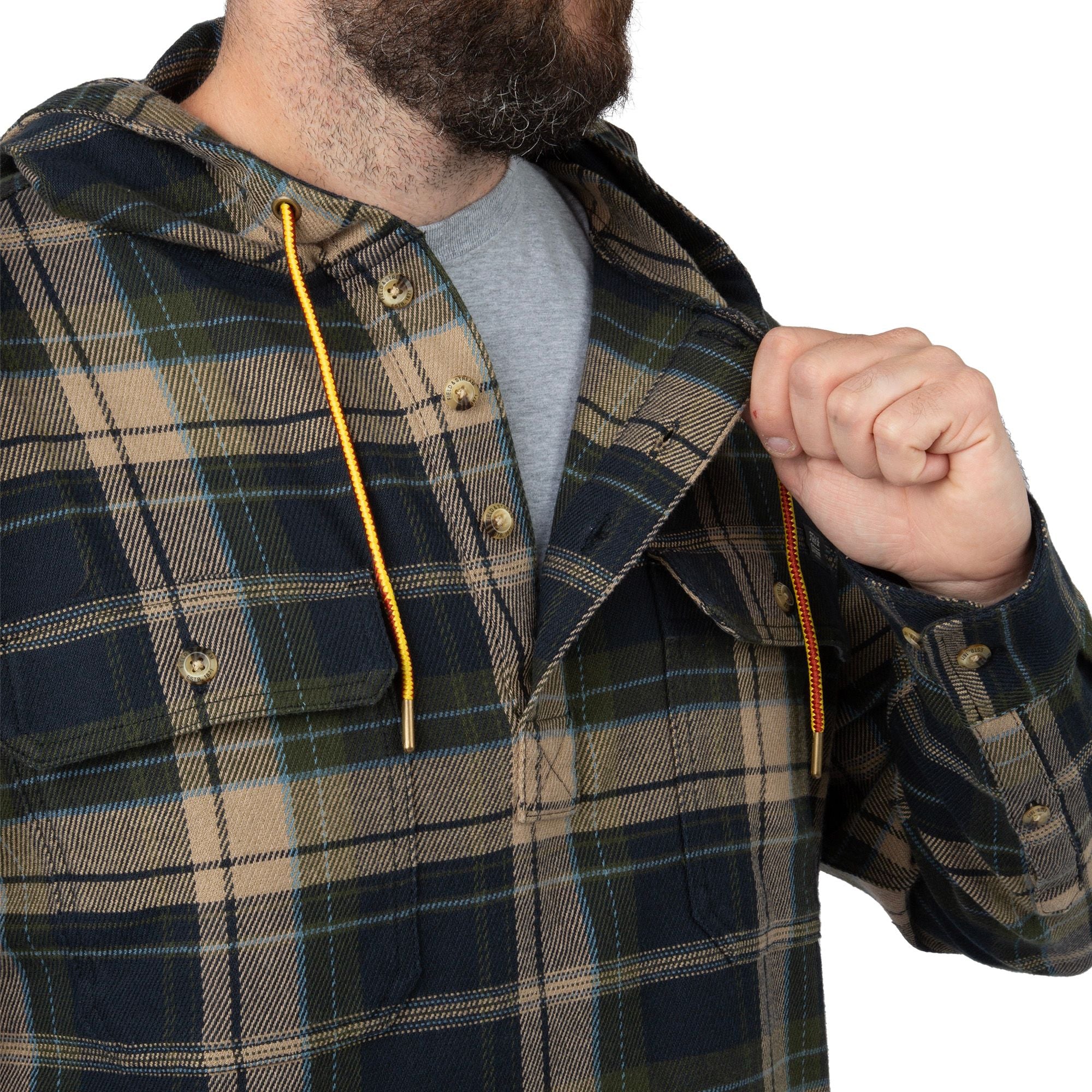 Mallard Plaid - Men's Raghorn Flannel Hoodie - Collar