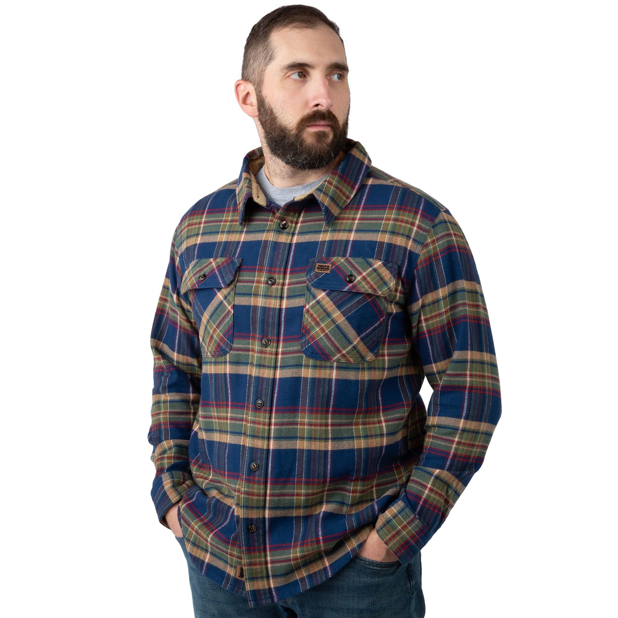Lodge Plaid - Men's Bismuth Acrylic Plaid Flannel Shirt