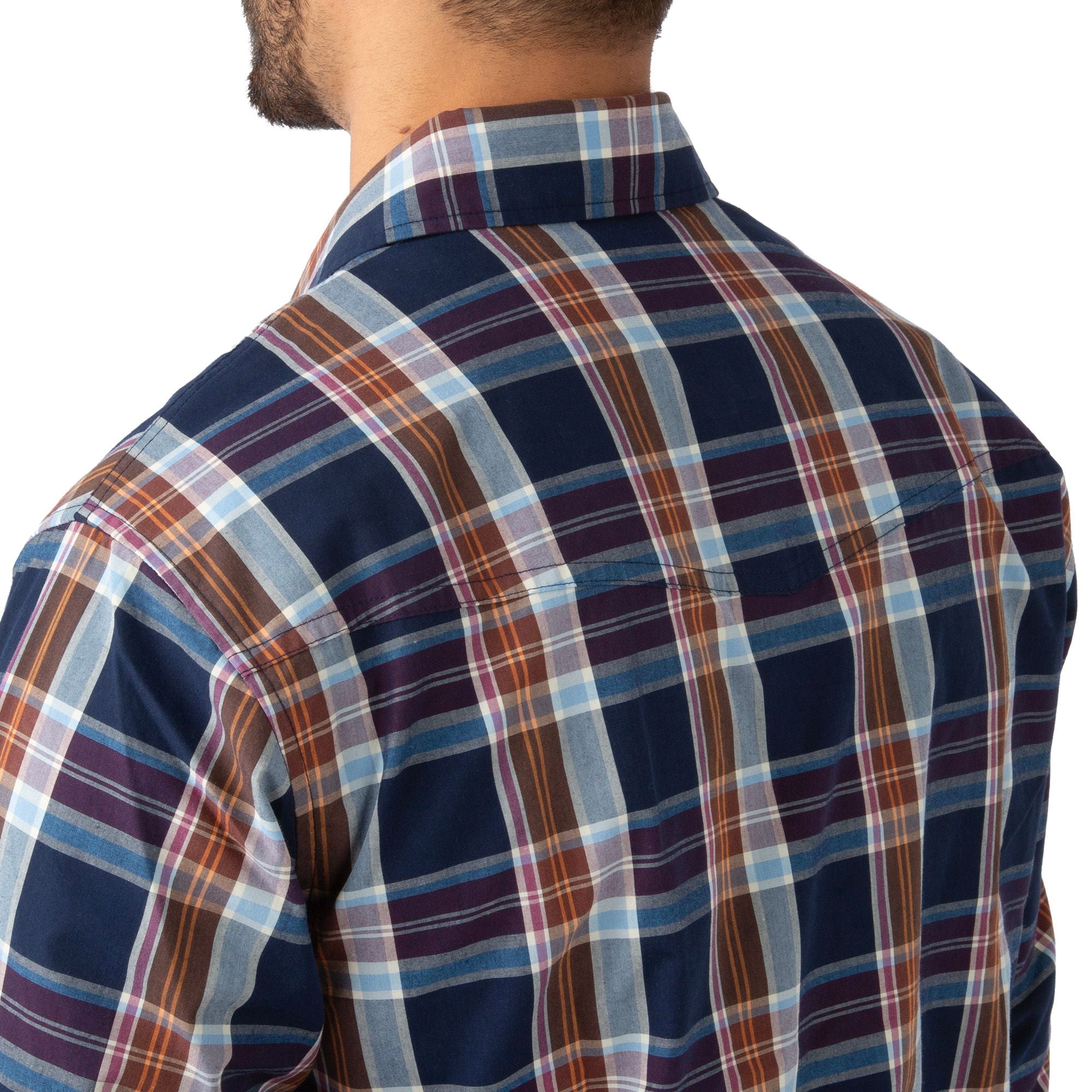 Sanford Plaid - Men's Covey Back Long Sleeve Casual Shirt - Shoulder