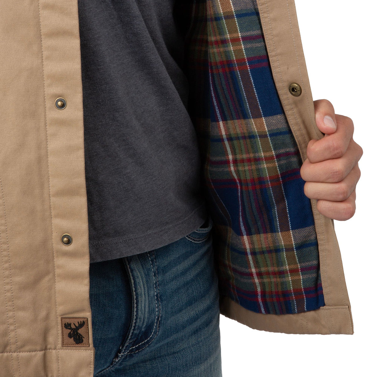 Khaki - Men's Wicklow Rugged Shirt Jacket - Inside