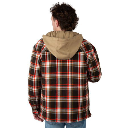 Tracker Plaid - Men's Decoy Hooded Flannel Shirt Jacket - Back