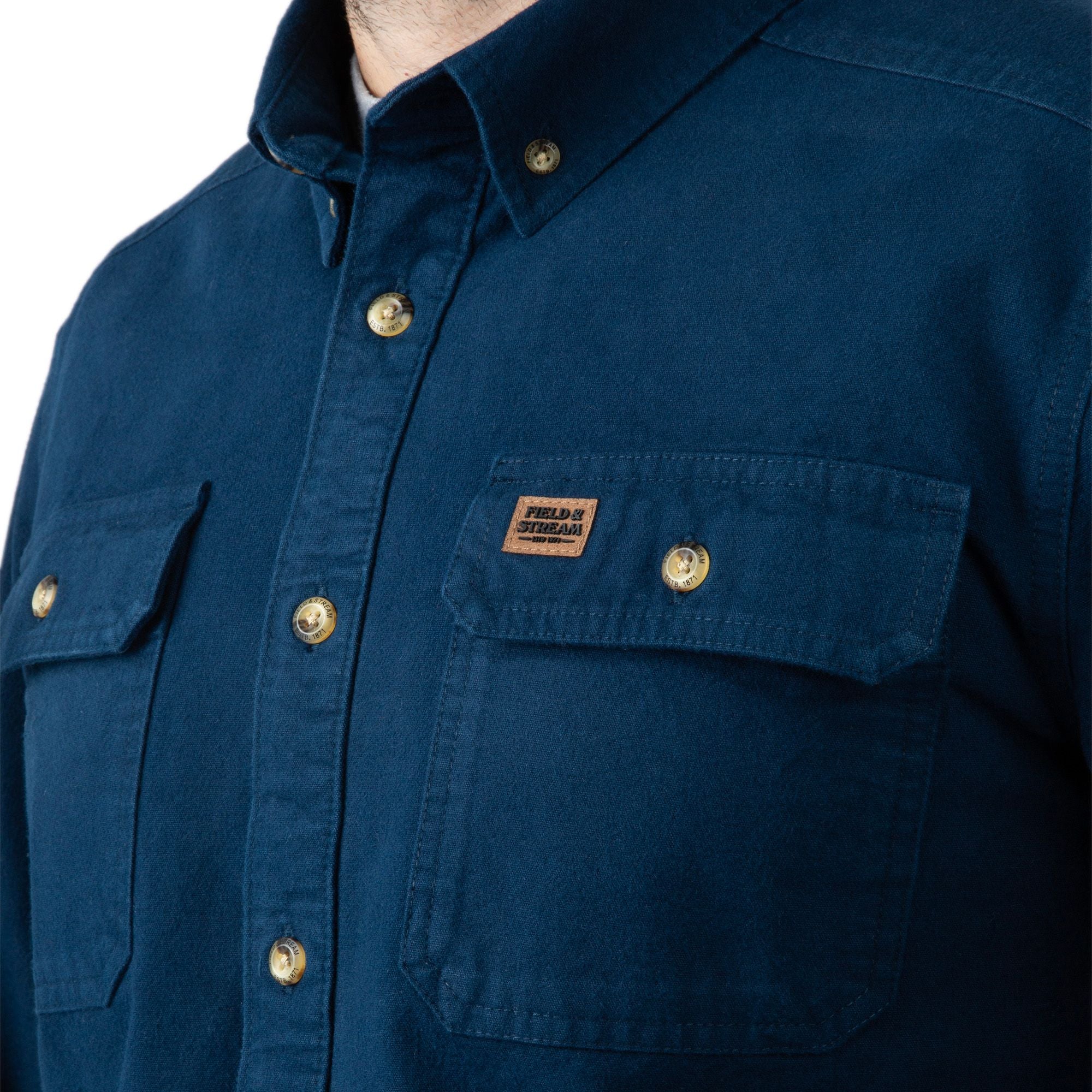 Navy - Men's Cattail Chamois Shirt - Pocket