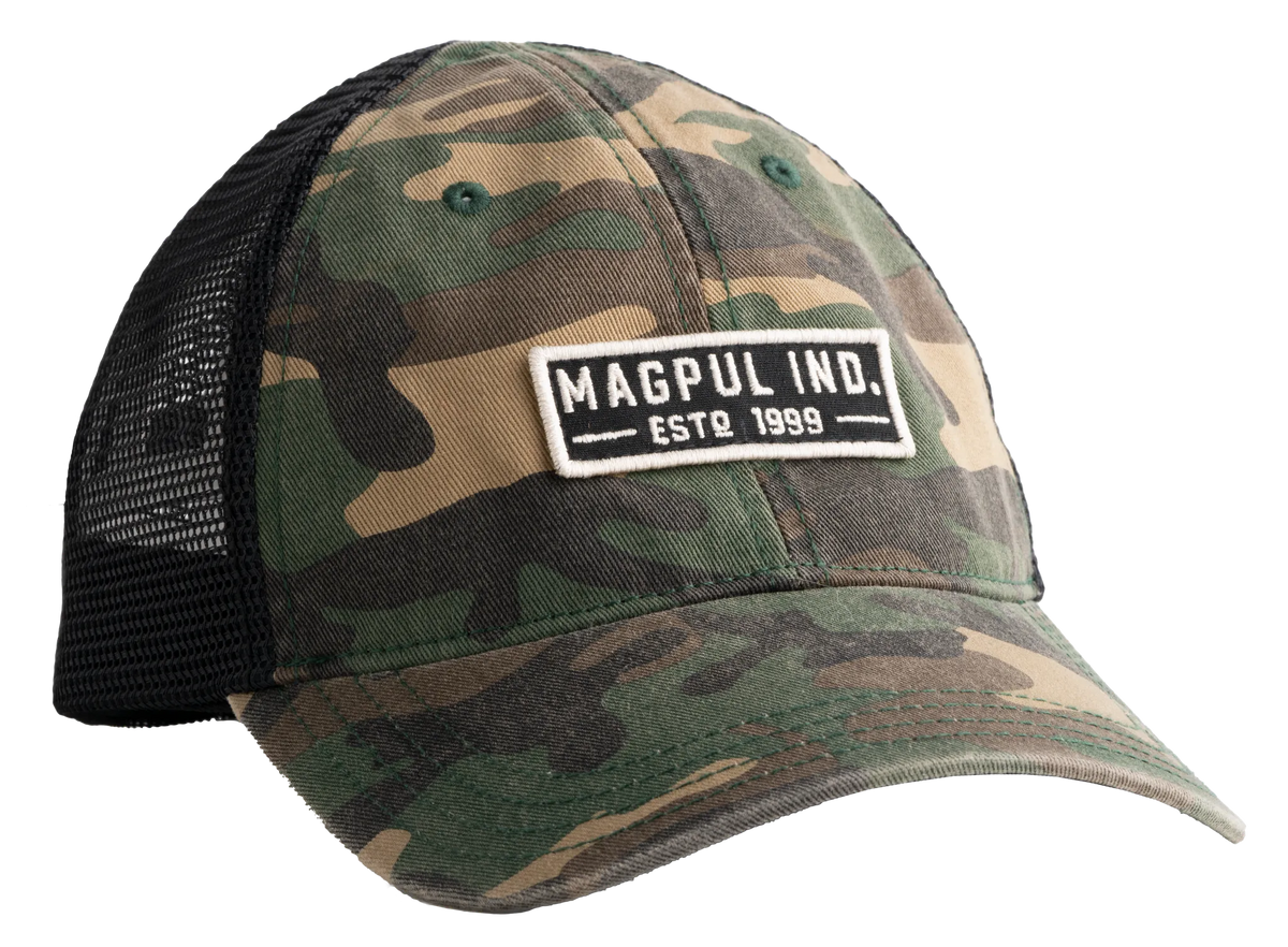 Woodland Camo - Established Garment Embroidered Patch Adjustable Snapback Trucker Hat