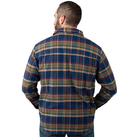 Lodge Plaid - Men's Bismuth Acrylic Plaid Flannel Shirt - Back