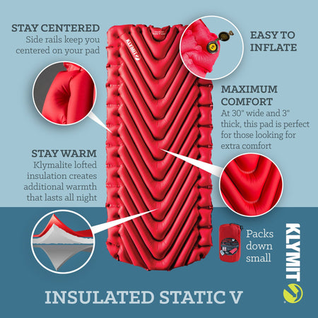 Static V Luxe Insulated Sleeping Pad - Red