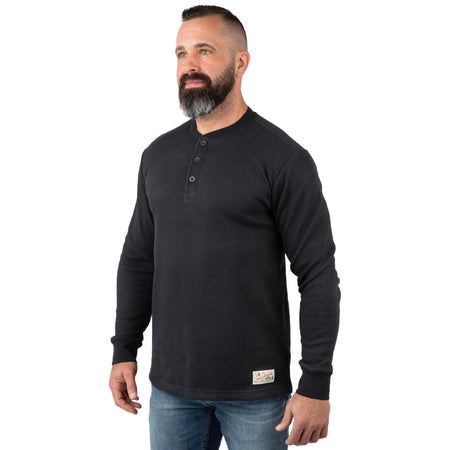 Black - Men's Double Reed Thermal Henley